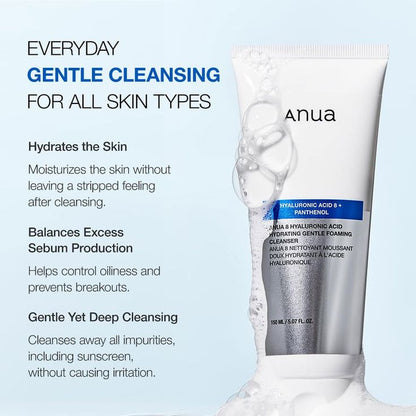 ANUA 8 HYALURONIC ACID HYDRATING GENTLE FOAMING CLEANSER
